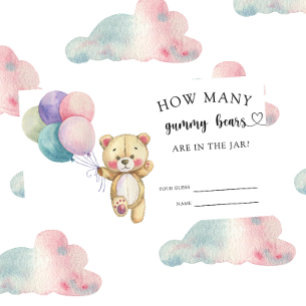 Teddy bear balloons - guess how many gummy bears Enclosure Card
