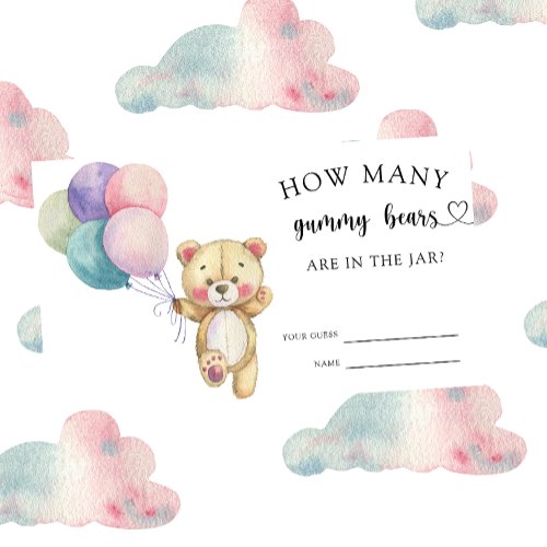  Teddy bear balloons _ guess how many gummy bears Enclosure Card