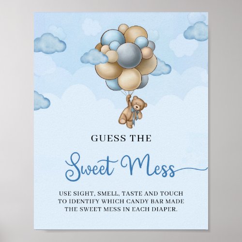 Teddy bear balloons Guess The Sweet Mess game Poster