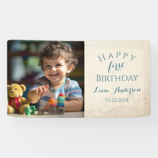 Teddy Bear Balloons Kids Photo Birthday Banner
