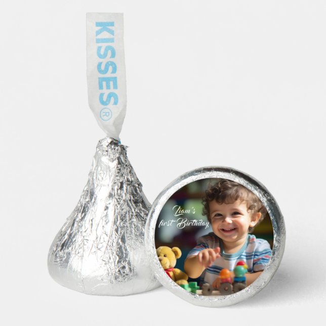 Teddy Bear Balloons Kids Photo Birthday Hershey®'s Kisses® (Front)