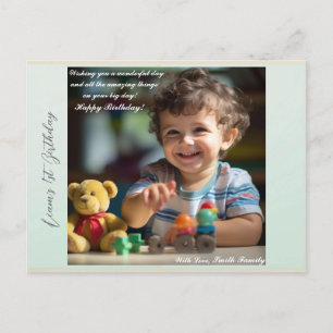 Teddy Bear Balloons Kids Photo Birthday Holiday Postcard