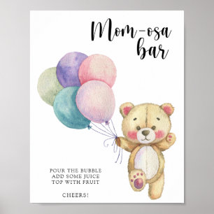 Teddy bear balloons - Mom-osa bar Poster