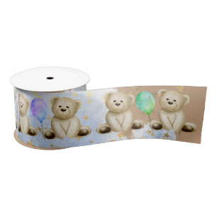 Teddy Bear & Balloons Satin Ribbon