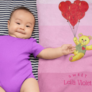Teddy Bear Balloons Shades of Color Baby Blanket