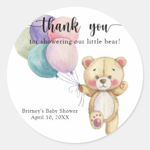 Teddy bear balloons - thank you classic round sticker