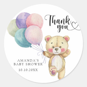 Teddy bear balloons - thank you classic round sticker
