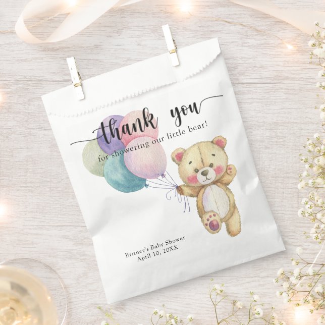 Teddy bear balloons - thank you favor bag (Clipped)
