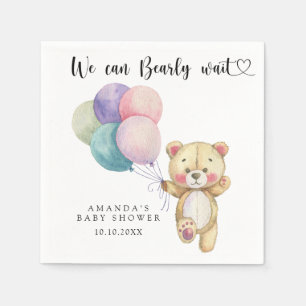 Teddy bear balloons - we can bearly wait napkins