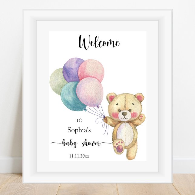 Teddy bear balloons - Welcome baby shower Poster (Creator Uploaded)