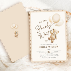 Teddy Bear Baloons Baby Shower Invitation