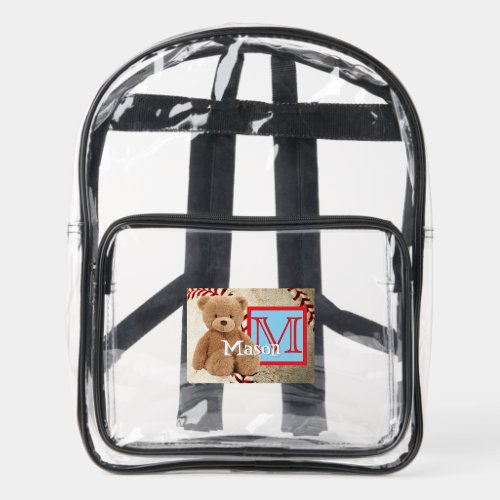 Teddy Bear Baseball Kid's Clear Stadium Bag