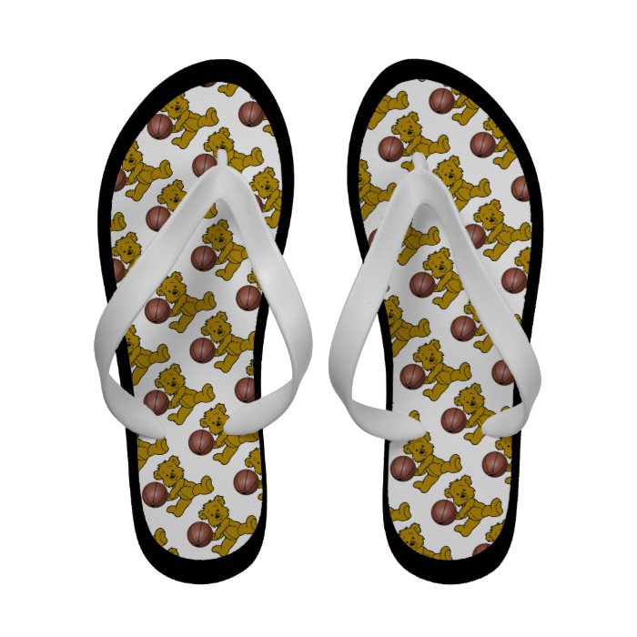 TEDDY BEAR BASKETBALL BLACK BORDER SANDAL Flip Flops