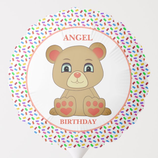 Teddy Bear & Bear Sweets Birthday Balloon (Back)