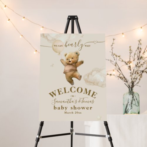 Teddy Bear Bearly Wait Air Balloon Baby Shower Foam Board