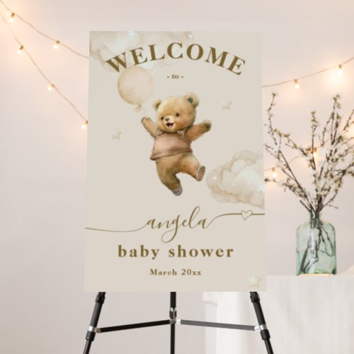 Teddy Bear Bearly Wait Air Balloon Baby Shower  Foam Board