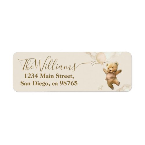 Teddy Bear Bearly Wait Air Balloon Baby Shower  Label