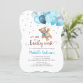 Teddy Bear Bearly Wait Baby Shower Invitation (Standing Front)