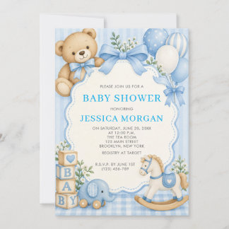 Teddy Bear Bearly Wait Baby Shower Invitation