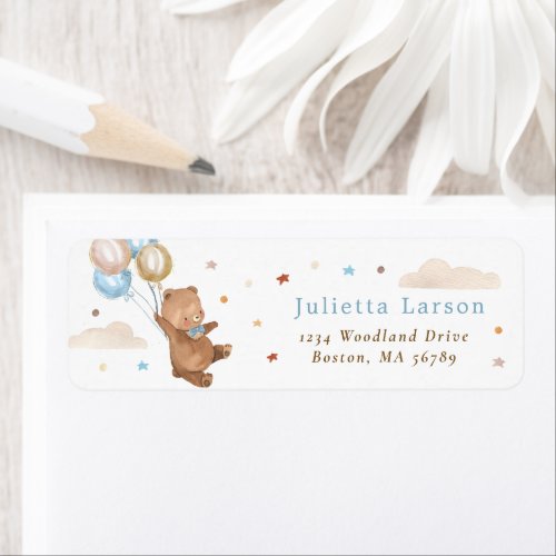 Teddy Bear Bearly Wait Baby Shower Return Address Label