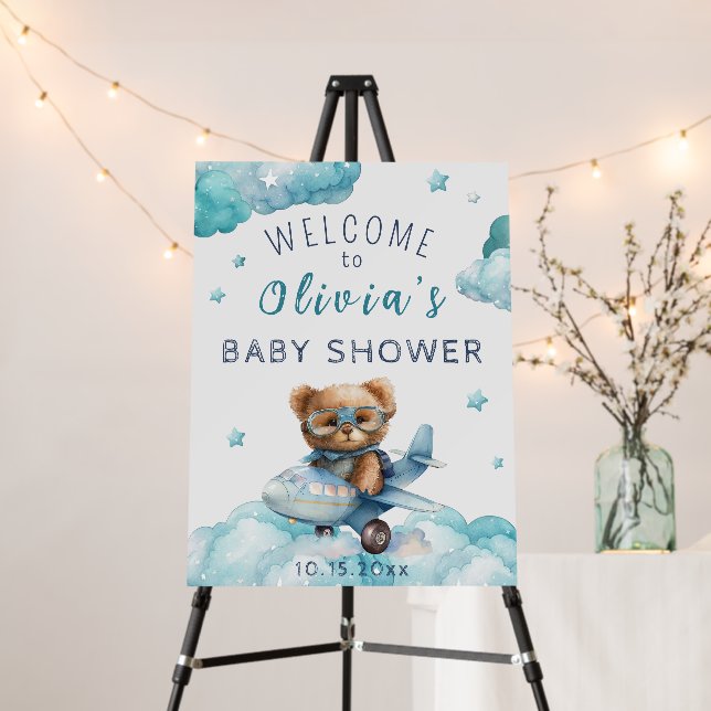 Teddy Bear Bearly Wait Baby Shower welcome  Foam Board (In Situ (Stand))