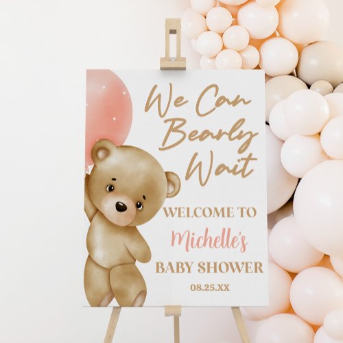 Teddy Bear Bearly Wait Baby Shower Welcome Sign