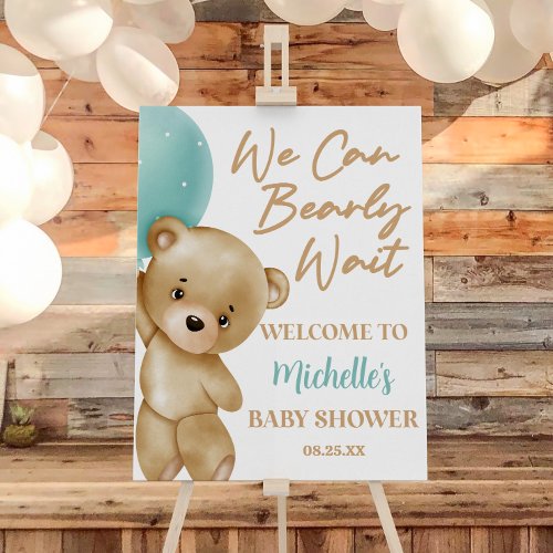 Teddy Bear Bearly Wait Baby Shower Welcome Sign