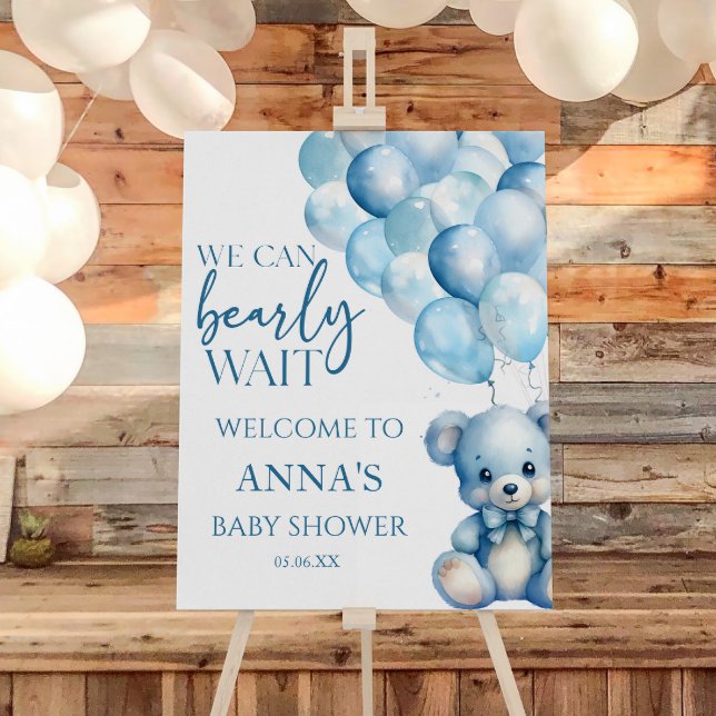 Teddy Bear Bearly Wait Baby Shower Welcome Sign (Creator Uploaded)