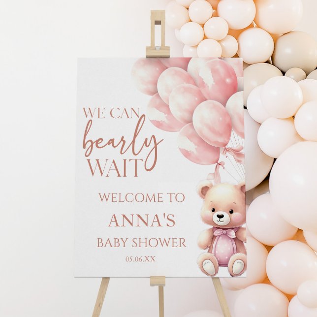 Teddy Bear Bearly Wait Baby Shower Welcome Sign (Creator Uploaded)