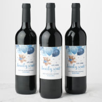 Teddy Bear Bearly Wait Baby Shower Wine Label