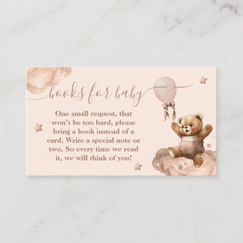 Teddy Bear Bearly Wait Balloon girl Baby Shower Enclosure Card