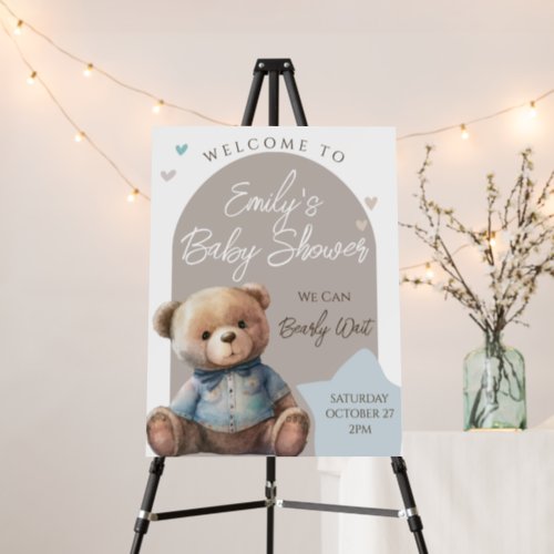 Teddy Bear Bearly Wait Boho Baby Shower welcome Foam Board