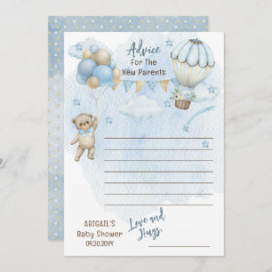 Teddy Bear Bearly Wait Boy Baby Shower Advice Invitation