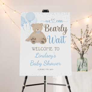 Teddy Bear Bearly Wait Confetti Boy Baby Shower Foam Board