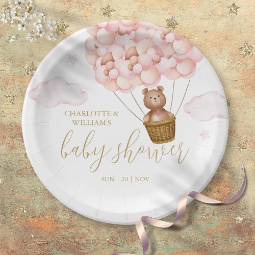 Teddy Bear Bearly Wait Pink Girl Baby Shower Paper Plates