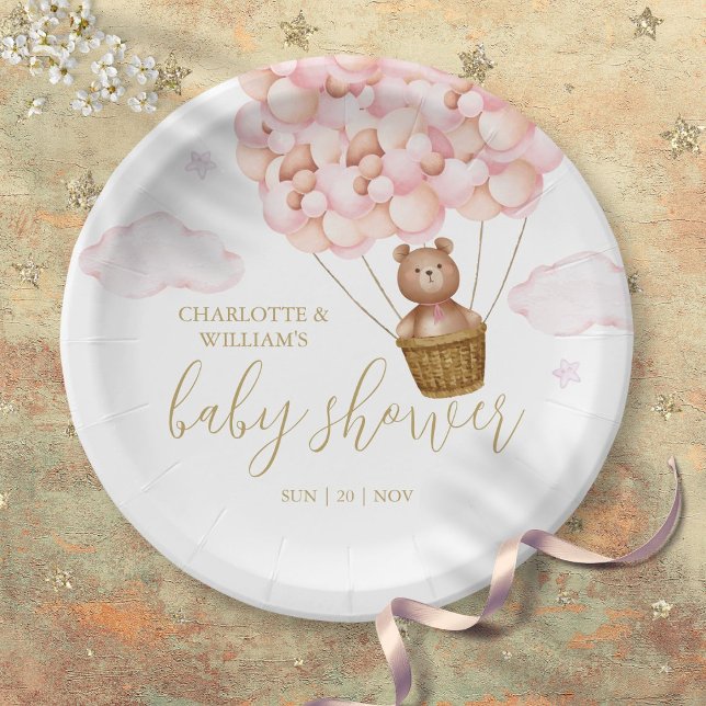 Teddy Bear Bearly Wait Pink Girl Baby Shower Paper Plates (Teddy Bear Bearly Wait Pink Girl Baby Shower Paper Plates)