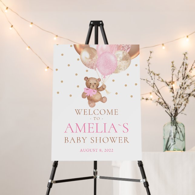 Teddy Bear Bearly Wait Welcome Baby Shower Foam Board (In Situ (Stand))