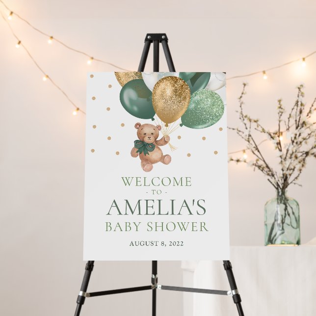 Teddy Bear Bearly Wait Welcome Baby Shower Foam Board (In Situ (Stand))