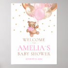 Teddy Bear Bearly Wait Welcome Baby Shower  Poster