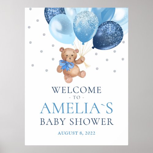 Teddy Bear Bearly Wait Welcome Baby Shower  Poster