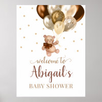 Teddy Bear Bearly Wait Welcome Baby Shower  Poster