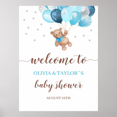 Teddy Bear Bearly Wait Welcome Baby Shower  Poster