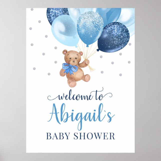 Teddy Bear Bearly Wait Welcome Baby Shower  Poster (Front)