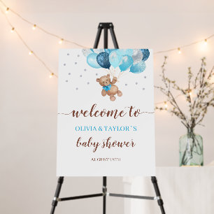 Teddy Bear Bearly Wait Welcome Baby Shower Poster