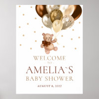 Teddy Bear Bearly Wait Welcome Baby Shower  Poster