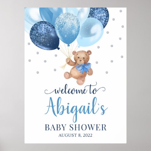 Teddy Bear Bearly Wait Welcome Baby Shower  Poster