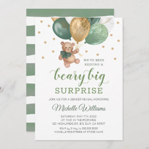 Teddy Bear Beary Big Surprise Gender Reveal Invita Invitation