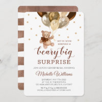 Teddy Bear Beary Big Surprise Gender Reveal Invitation