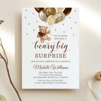 Teddy Bear Beary Big Surprise Gender Reveal Invitation by DreamProject at Zazzle