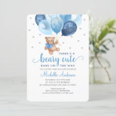 Teddy Bear Beary Cute Baby Shower Invitation (Standing Front)